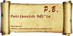 Petrikovich Béla névjegykártya